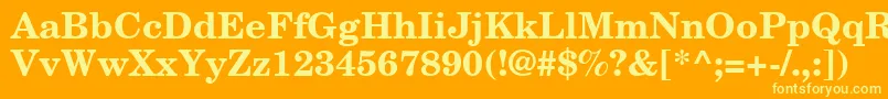 NewCenturySchoolbookРџРѕР»СѓР¶РёСЂРЅС‹Р№-Schriftart – Gelbe Schriften auf orangefarbenem Hintergrund