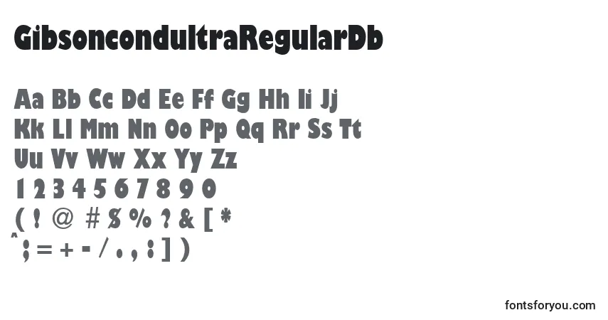 Czcionka GibsoncondultraRegularDb – alfabet, cyfry, specjalne znaki