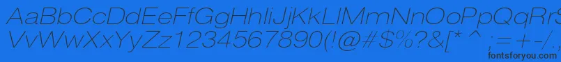 HeliosextthincItalic Font – Black Fonts on Blue Background