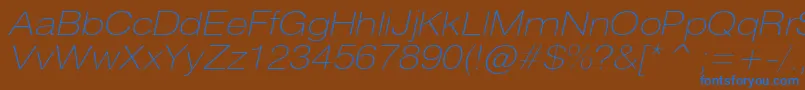 HeliosextthincItalic Font – Blue Fonts on Brown Background