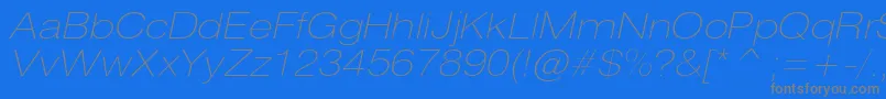 HeliosextthincItalic Font – Gray Fonts on Blue Background