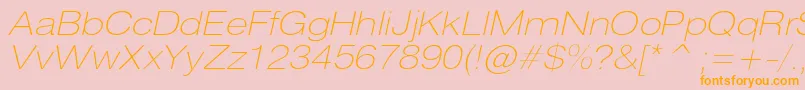 HeliosextthincItalic Font – Orange Fonts on Pink Background