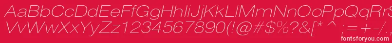 HeliosextthincItalic Font – Pink Fonts on Red Background