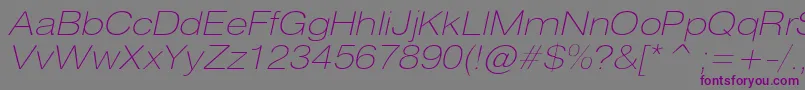 HeliosextthincItalic Font – Purple Fonts on Gray Background