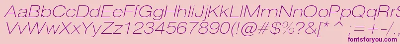 HeliosextthincItalic Font – Purple Fonts on Pink Background