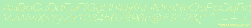 HeliosextthincItalic Font – Yellow Fonts on Green Background