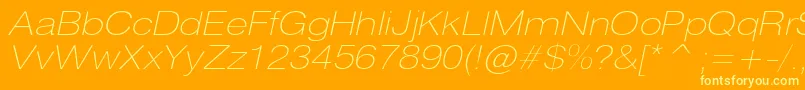 HeliosextthincItalic Font – Yellow Fonts on Orange Background