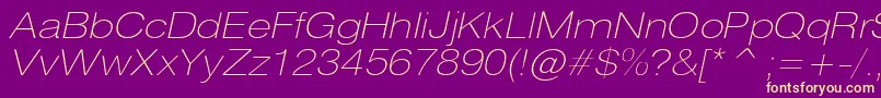 HeliosextthincItalic Font – Yellow Fonts on Purple Background