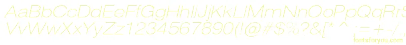 HeliosextthincItalic Font – Yellow Fonts on White Background