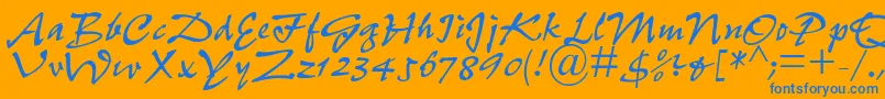 フォントPfefferdbNormal – オレンジの背景に青い文字