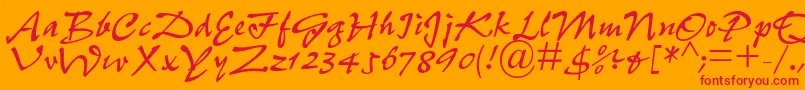 PfefferdbNormal-Schriftart – Rote Schriften auf orangefarbenem Hintergrund