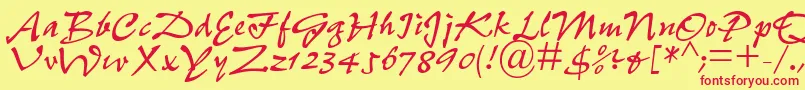 PfefferdbNormal Font – Red Fonts on Yellow Background