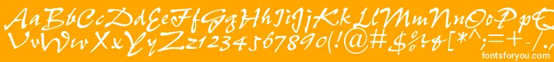 PfefferdbNormal-Schriftart – Weiße Schriften auf orangefarbenem Hintergrund