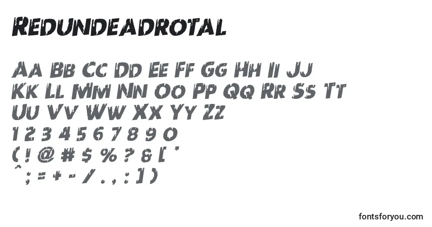 A fonte Redundeadrotal – alfabeto, números, caracteres especiais