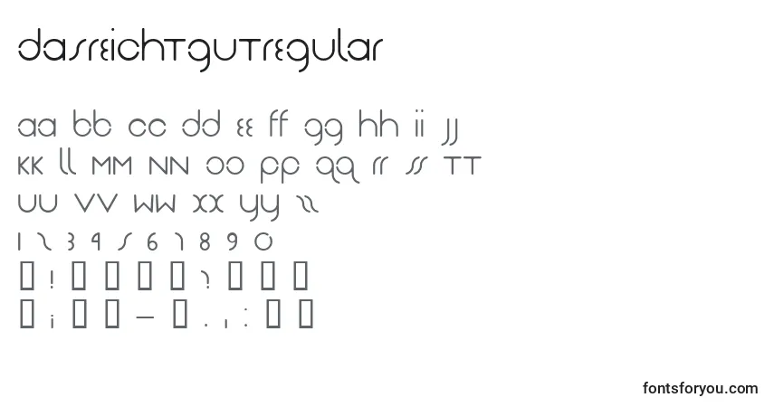 Czcionka DasReichtGutRegular – alfabet, cyfry, specjalne znaki