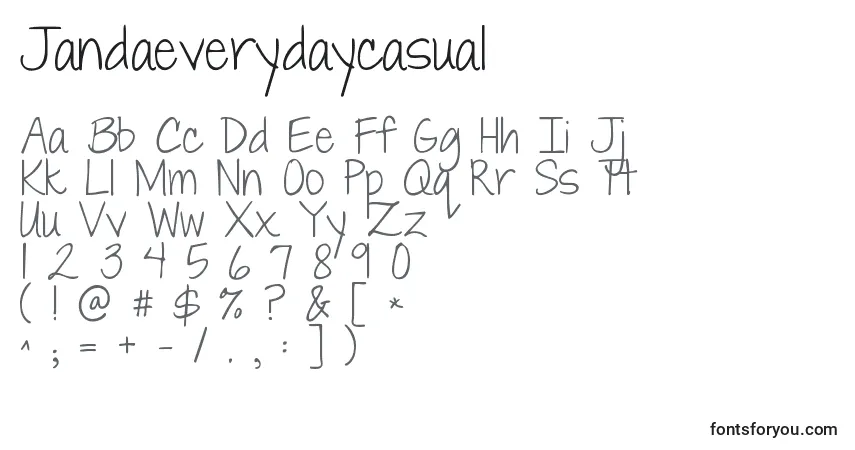 Schriftart Jandaeverydaycasual – Alphabet, Zahlen, spezielle Symbole