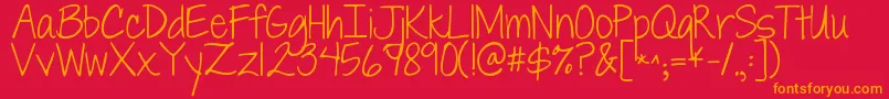 Jandaeverydaycasual Font – Orange Fonts on Red Background