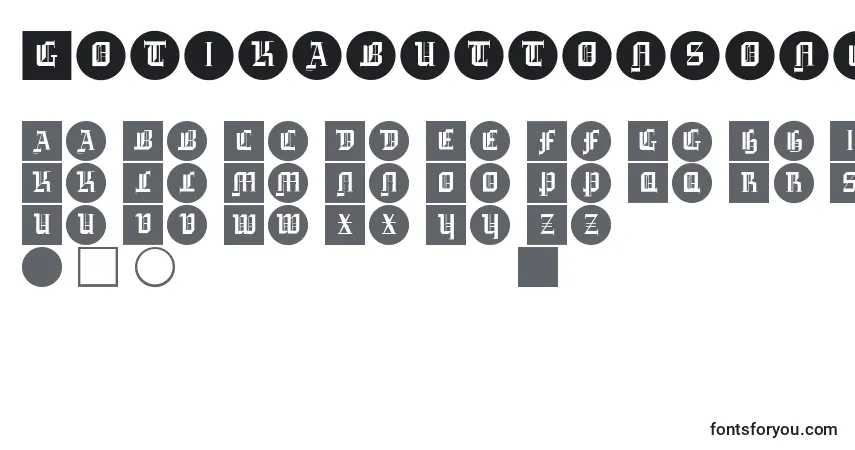 Шрифт Gotikabuttonsone – алфавит, цифры, специальные символы