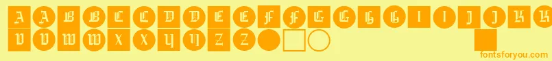 Gotikabuttonsone Font – Orange Fonts on Yellow Background