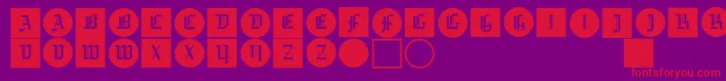 Gotikabuttonsone-fontti – punaiset fontit violetilla taustalla