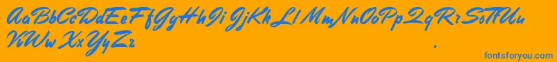 StephensHeavyWriting-Schriftart – Blaue Schriften auf orangefarbenem Hintergrund