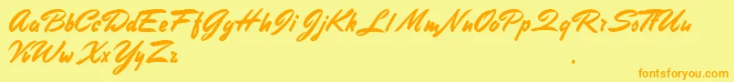 StephensHeavyWriting Font – Orange Fonts on Yellow Background