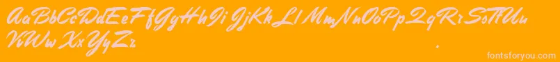 StephensHeavyWriting-fontti – vaaleanpunaiset fontit oranssilla taustalla