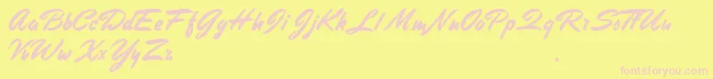 フォントStephensHeavyWriting – ピンクのフォント、黄色の背景