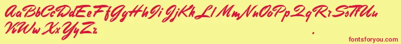 フォントStephensHeavyWriting – 赤い文字の黄色い背景