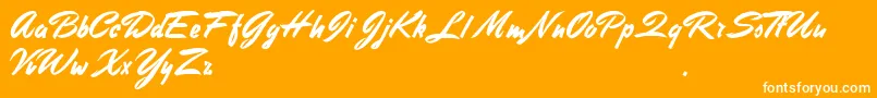 StephensHeavyWriting-Schriftart – Weiße Schriften auf orangefarbenem Hintergrund
