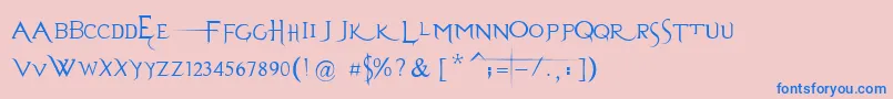 EvanescenceSeriesBPrespaced-Schriftart – Blaue Schriften auf rosa Hintergrund
