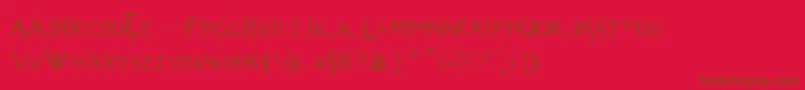 EvanescenceSeriesBPrespaced-Schriftart – Braune Schriften auf rotem Hintergrund