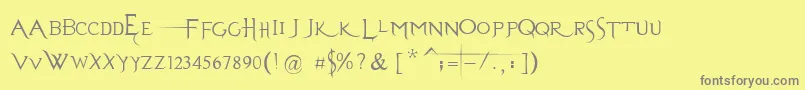 EvanescenceSeriesBPrespaced-fontti – harmaat kirjasimet keltaisella taustalla