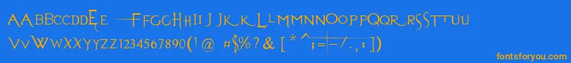 EvanescenceSeriesBPrespaced-Schriftart – Orangefarbene Schriften auf blauem Hintergrund