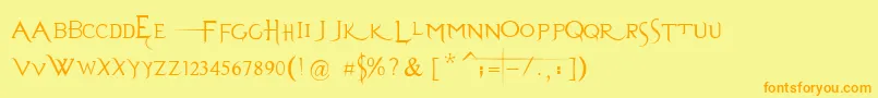 フォントEvanescenceSeriesBPrespaced – オレンジの文字が黄色の背景にあります。