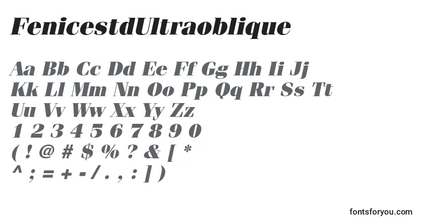 Шрифт FenicestdUltraoblique – алфавит, цифры, специальные символы