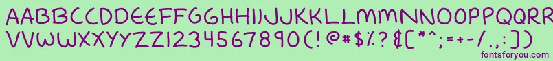 Fredfont1 Font – Purple Fonts on Green Background