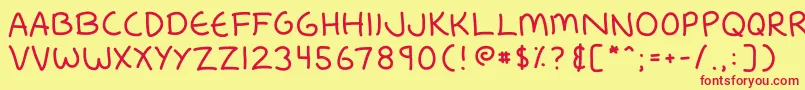 Fredfont1 Font – Red Fonts on Yellow Background