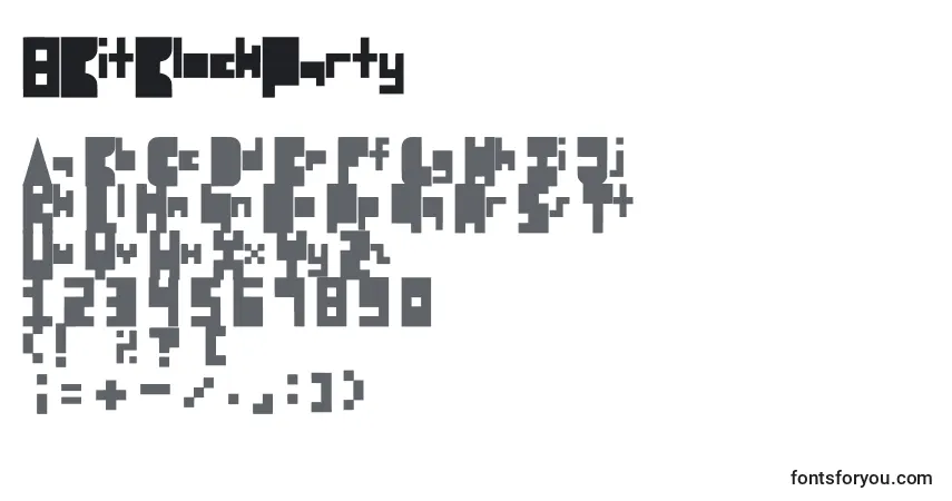 A fonte 8BitBlockParty – alfabeto, números, caracteres especiais