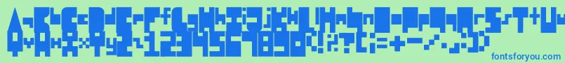 8BitBlockParty Font – Blue Fonts on Green Background