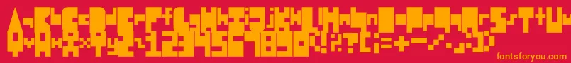 フォント8BitBlockParty – 赤い背景にオレンジの文字