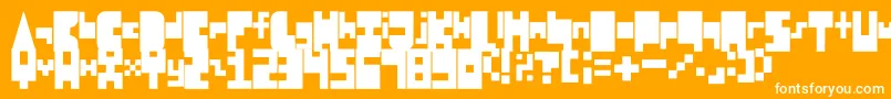 8BitBlockParty-Schriftart – Weiße Schriften auf orangefarbenem Hintergrund