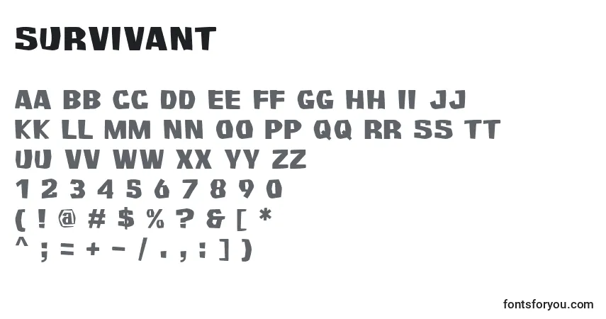 Шрифт Survivant – алфавит, цифры, специальные символы