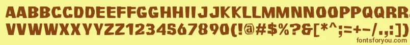 フォントSurvivant – 茶色の文字が黄色の背景にあります。