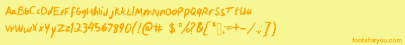 フォントVeila – オレンジの文字が黄色の背景にあります。