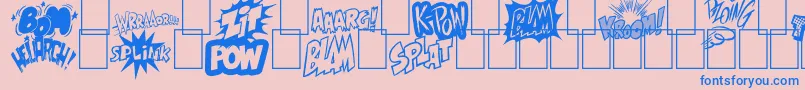 Onomatobom Font – Blue Fonts on Pink Background
