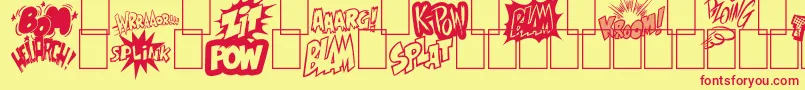 Onomatobom Font – Red Fonts on Yellow Background
