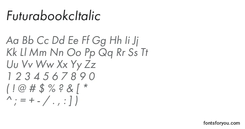 Шрифт FuturabookcItalic – алфавит, цифры, специальные символы