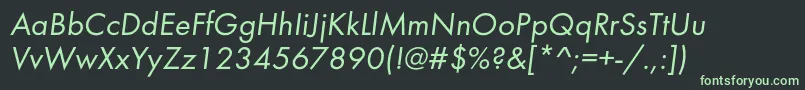フォントFuturabookcItalic – 黒い背景に緑の文字