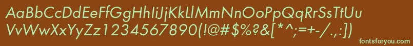 Czcionka FuturabookcItalic – zielone czcionki na brązowym tle